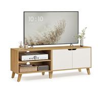 VASAGLE Mueble de TV, Mesa TV con Estante Ajustable, Longitud 140 cm | para Televisores de hasta 65 Pulgadas, Fácil de montar, Roble Natural y Blanco Crema, Colección MIRANTA LTV027N01