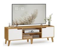 VASAGLE Mueble de TV, Mesa TV con Estante Ajustable, Longitud 147 cm | para Televisores de hasta 65 Pulgadas, Fácil de montar, Roble Natural y Blanco Crema, Colección MIRANTA LTV556Y01