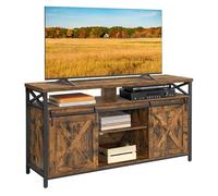 VASAGLE Mueble para TV, Soporte para TV de 65 Pulgadas, con Estantes Ajustables, Puertas de Granero, Diseño de Granja, Marco de Metal, Marrón Rústico y Negro LTV071B01V1