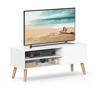 VASAGLE Mueble TV, hasta 55 Pulgadas, Largo de 120 cm, Mid-Century | Centro de Entretenimiento, Mesa de TV, para Salón, Dormitorio, Blanco Nieve, Colección MIRANTA LTV120T46