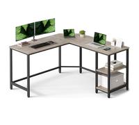 VASAGLE Oficina, Acero, 140 x 140 x 74.7 cm | Oficina, Tablero de Aglomerado, Greige Mélange + negro mate, Colección BARNET LWD72MB