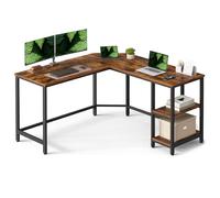VASAGLE Oficina, Acero, 140 x 140 x 74.7 cm | Oficina, Tablero de Aglomerado, Marrón Rústico + negro mate, Colección BARNET LWD72X