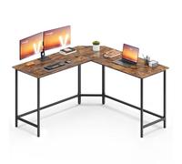 VASAGLE Oficina, Acero, 140 x 140 x 74.7 cm | Oficina, Tablero de Aglomerado, Marrón Rústico + negro mate, Colección BARNET LWD73X