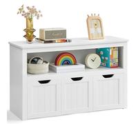 VASAGLE Organizador de Juguetes con 3 Cajas con Ruedas, 102 x 30,2 x 60 cm | Estantería Infantil, Mueble Almacenaje, Tablero de partículas, MDF, Blanco Nube, Colección HELAN LHS380W01
