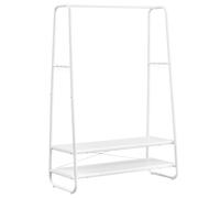 VASAGLE Perchero Burro, Perchero Recibidor con 2 Estantes, 6 Ganchos en Forma de S, Marco de Acero, 45 x 100 x 160 cm, para el Dormitorio, Blanco Nube y Blanco Mate RGR112W02