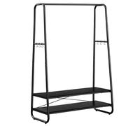 VASAGLE Perchero Burro, Perchero Recibidor con 2 Estantes, 6 Ganchos en Forma de S, Marco de Acero, para el Dormitorio, Negro Ébano y Negro Mate/Marrón Turquesa y Negro Mate/Blanco Nube y Blanco Mate