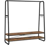 VASAGLE Perchero con 2 estantes y 6 ganchos de acero de color marrón y negro