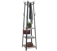 VASAGLE Perchero, con 4 Estantes, Perchero Recibidor con Ganchos para Bufandas, Bolsos, Paraguas, Marco de Acero, Estilo Industrial, para Entrada, Sala de Estar, Greige Claro y Negro Tinta LCR080B02
