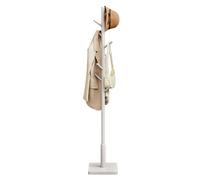VASAGLE Perchero de Madera Maciza, Perchero de Pie con 8 Ganchos para Abrigo, Sombrero, Bolso, Cartera, para Entrada, Pasillo, Ganchos y Mástil de Madera de Caucho, Beige Capuchino RCR010K01