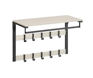 VASAGLE Perchero de Pared, con 10 Ganchos Extraíbles y Barra de Colgar | Perchero Colgante, Doble Fila de Ganchos, para Pasillo, Dormitorio, Baño, Blanco y Negro, Colección COLEX LCR101W03