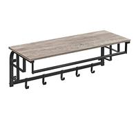 VASAGLE Perchero de Pared con 5 Ganchos Extraíbles, Barra de Colgar | Estante Montado, Colgante, para Pasillo, Dormitorio, Sala de Estar, Greige y Negro, Colección COLEX LCR102B02