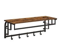 VASAGLE Perchero de Pared, Estante, Barra de Colgar, 5 Ganchos Extraíbles | Perchero Colgante, para Pasillo, Dormitorio, Sala de Estar, Marrón Rústico y Negro, Colección COLEX LCR102B01