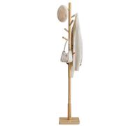 VASAGLE Perchero de Pie de MDF y Madera de Caucho con 8 Ganchos | Perchero para Abrigo, Sombrero, Bolso, Cartera, Entrada, Pasillo, Tono madera, Colección ANDI RCR010N01