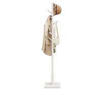 VASAGLE Perchero de Pie de MDF y Madera de Caucho con 8 Ganchos | Perchero para Abrigo, Sombrero, Bolso, Cartera, Entrada, Pasillo, Blanco Nube, Colección ANDI RCR010W02