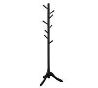 VASAGLE Perchero de Pie, Perchero de Madera Maciza, Perchero en Forma de Árbol, 8 Ganchos, 3 Alturas Ajustables, para Ropa, Sombrero y Bolso, para Salón, Dormitorio y Oficina, Negro RCR001B01