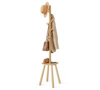 VASAGLE Perchero de Suelo, con 8 Ganchos y Estante de Almacenamiento | 170,5 cm de Altura, para Abrigos Sombreros Bolsos, Entrada Pasillo Dormitorio, Color madera, Colección ANDI RCR033N01