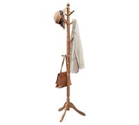 VASAGLE Perchero independiente de madera de caucho con 10 ganchos | Soporte para sombreros y ropa, 51 x 44,5 x 180,1 cm, para pasillo, color marrón caramelo, colección ADAIR URCR03WN