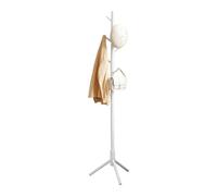 VASAGLE Perchero, Madera Maciza, en Forma de Árbol, 8 Ganchos para Chaquetas, Sombreros, para Pasillo, Ganchos y Barra de Soporte de Madera de Caucho, Blanco RCR04WT