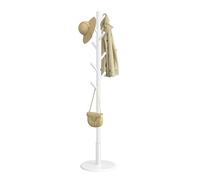 VASAGLE Perchero, Madera Maciza, en Forma de Árbol, 8 Ganchos para Chaquetas, Sombreros, para Pasillo, Ganchos y Barra de Soporte de Madera de Caucho, Blanco Nube RCR009WH01