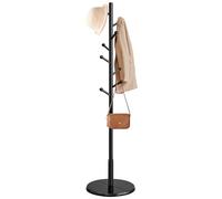 VASAGLE Perchero, MDF y Madera de Caucho, en Forma de Árbol, 8 Ganchos | Para Chaquetas, Sombreros, para Pasillo, Barra de Soporte de Madera de Caucho, Negro Tinta, Colección Andi RCR007P33