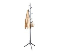 VASAGLE Perchero, Perchero de Madera Maciza, en Forma de Árbol, 8 Ganchos, 3 Alturas Ajustables, para Ropa, Sombrero y Bolso, para Salón, Dormitorio y Oficina, Gris RCR04GY