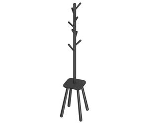 VASAGLE Perchero, Perhcero de Suelo, con 8 Ganchos y Estante de Almacenamiento, 170,5 cm de Altura, para Abrigos Sombreros Bolsos, Entrada Pasillo Dormitorio, Negro Tinta/Beige Natural/Blanco Nube