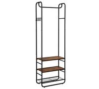 VASAGLE Perchero Zapatero Recibidor, Estantes, 58 x 28 x 181 cm | Perchero, Vestíbulo, Dormitorio, Estilo Contemporáneo, Marrón Rústico y Negro Mate, Colección COLTEN HSR81BX