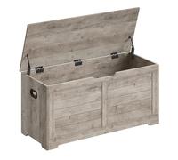 VASAGLE Puff Almacenaje, Banco Almacenaje con 2 Bisagras de Seguridad, Banco Zapatero, Estilo de Campo, 40 x 100 x 46 cm, para Pasillo Dormitorio Salón, Greige Mélange LSB061K02