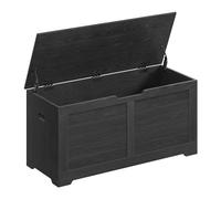 VASAGLE Puff Almacenaje, Banco Almacenaje con 2 Bisagras de Seguridad, Banco Zapatero, Estilo de Campo, 40 x 100 x 46 cm, para Pasillo Dormitorio Salón, Negro Ébano LSB061B01