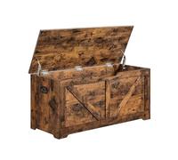 VASAGLE Puff Almacenaje, con 2 Bisagras de Seguridad, 100 x 40 x 46.4 cm | Banco Zapatero, Estilo de Campo, para Pasillo Dormitorio Salón, Marrón Rústico, Colección HAINS LSB060T01