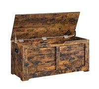 VASAGLE Puff Almacenaje con 2 Bisagras de Seguridad, 100 x 40 x 46.4 cm | Baúl, Banco Zapatero, Estilo de Campo, para Pasillo Dormitorio Salón, Marrón Rústico, Colección SOFIE LSB061T01