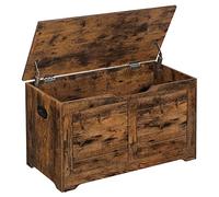 VASAGLE Puff Almacenaje con 2 Bisagras de Seguridad, 40 x 80 x 46 cm | Baúl, Banco Zapatero, Estilo de Campo, para Pasillo Dormitorio Salón, Marrón Rústico, Colección SOFIE LSB063T01V1