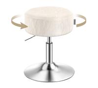 VASAGLE Sgabello da Trucco, Sedia per Toeletta, Regolabile in Altezza, Girevole a 360°, in PU, Seduta Spessa, per Camera da Letto Cucina Sala da Pranzo, Moderno, Bianco Crema LJB120W01