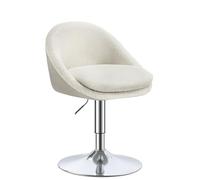 VASAGLE Silla Ajustable, Taburete de Tocador, Silla de Oficina Giratoria, Taburete de Bar con Respaldo y Base, Acero, para Mostrador, Oficina, Tocador, Comedor, Blanco Crema y Gris Plata LJB100W01