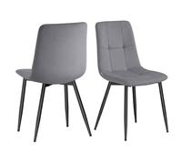 VASAGLE Sillas de Comedor de Terciopelo, Carga 120 kg Cada Una, Sillas de Cocina Acolchadas con Pies Ajustables, Estilo Moderno, para Salón, Juego de 2, Gris Pizarra KDC088GN01