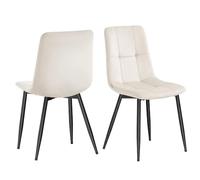 VASAGLE Sillas de Comedor de Terciopelo, Pies Ajustables, Juego de 2 | Sillas de Cocina Acolchadas, Carga 120 kg Cada Una, Estilo Moderno, para Salón, Beige Capuchino, Colección TYRA, KDC088L101