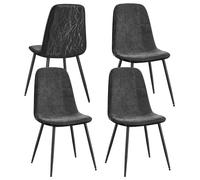 VASAGLE Sillas de Comedor, Juego de 4, Soporte de Metal, Pies Ajustables, Fácil Limpieza, Sillas de Cocina, Tejido de Chenilla, PU con Textura Brillante, Gris Pizarra KDC188G01