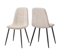 VASAGLE Sillas de Comedor Modernas, Set de 2, Terciopelo y Polipiel | Sillas de Cocina, Carga 120 kg, 43,5 x 55 x 85,5 cm, para Salón, Blanco Cálido Claro, Colección ISLAND KDC187WD01