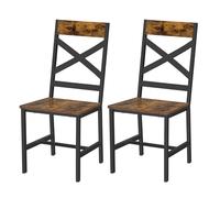VASAGLE sillas de Comedor, sillas de Cocina Juego de 2, sillas para Comedor, Estructura de Acero, diseño ergonómico, Estilo Industrial, para Sala de Estar, Comedor, marrón rústico y Negro LDC094B01