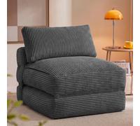 VASAGLE Sofá Cama Plegable, Sillón de Pana con Espuma de Alta Densidad, 89 x 89 x 78 cm / 89 x 195 x 43 cm, Gris Plomo, para Espacios Pequeños y Salón, Colección Camila LCS211G101