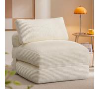VASAGLE Sofá Cama Plegable, Sillón de Pana con Espuma de Alta Densidad | 89 x 89 x 78 cm / 89 x 195 x 43 cm, para Espacios Pequeños y Salón, blanco cálido claro, Colección CAMILA LCS211W101