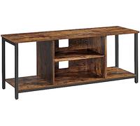 VASAGLE Soporte de TV de hasta 60 Pulgadas, Mueble Tele con estantes Abiertos, Consola para Sala de Estar, Entretenimiento, Marrón Rústico y Negro LTV060B01