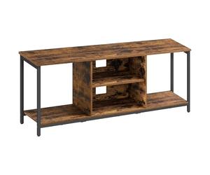 VASAGLE Soporte de TV de hasta 65 Pulgadas, Mueble Tele con estantes Abiertos, Consola para Sala de Estar, Entretenimiento, Marrón Rústico y Negro LTV061K01