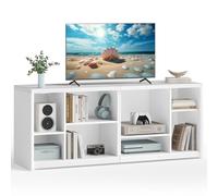 VASAGLE Soporte de TV para televisores de hasta 65 pulgadas, armario de TV con estantes de almacenamiento, mesa consola de TV, fácil de montar, para sala de estar, dormitorio, estudio, color blanco