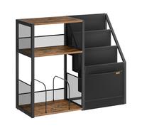 VASAGLE Soporte para tocadiscos, mesa auxiliar de 3 niveles, almacenamiento de discos de vinilo de hasta 140 álbumes, mesa auxiliar para sala de estar, dormitorio, marrón rústico LET276K01