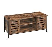 VASAGLE Soporte para TV con Estantes, Puertas con Persianas | Mesa de TV, Armario con Almacenamiento Abierto, para Salón, Marrón Rústico y negro mate, Colección HANIS LTV43BX