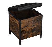 VASAGLE Taburete con baúl de Almacenamiento, Asiento Acolchado, para Entrada, Dormitorio, salón, Marco de Acero, Montaje Simple, Superficie de PU, Estilo Industrial, marrón rústico y Negro LSB50BX