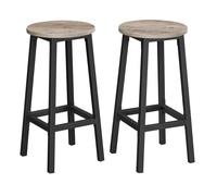 VASAGLE Taburete de bar, Juego de 2, Sillas de Bar, Sillas de Cocina con Estructura de Metal, FÁcil Montaje, con ReposapiÉs, para Cocina, SalÓn, Comedor, Beige Roble y Blanco Clásico/Greige y Negro Éb