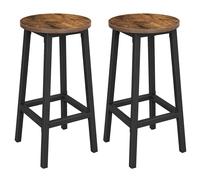 VASAGLE Taburete de Bar, Juego de 2, Sillas de Bar, Sillas de Cocina con Estructura de Metal, FÁcil Montaje, con ReposapiÉs, para Cocina, SalÓn, Comedor, MarrÓn RÚstico y Negro/Blanco Nube