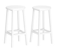 VASAGLE Taburete de Bar, Juego de 2, Sillas de Bar, Sillas de Cocina con Marco de Metal, Altura 65 cm, con Reposapiés, para Cocina, Salón, Comedor, Blanco Nube LBC032WB01